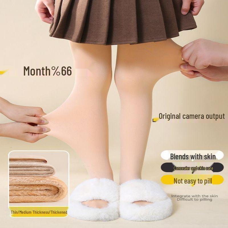Girls' Thick Velvet Pantyhose: Autumn/Winter White Leggings for Dance Practice
