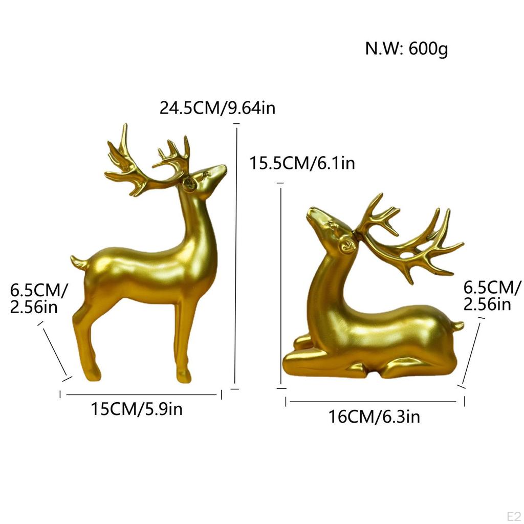 2 Piezas Estatua de Reno Ciervo Creativo Animal Artificial Artesanías Escultura de Alce Figuritas para