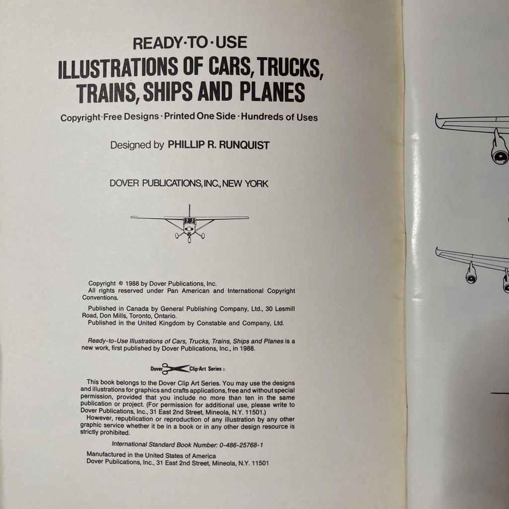 [USED] Illustrations of Cars, Trucks, Trains, Ships, Planes, Motorcycles and Other Vehicles for Cutting and Pasting In Foreign Books