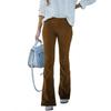 Spring and Autumn Women Plus Size Corduroy High Waist Solid Color Slim Micro Flare Pants Elastic Waist Casual Pants