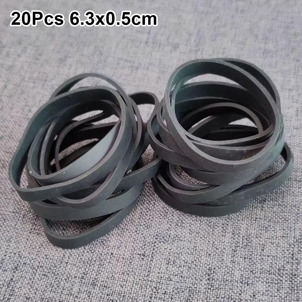 20Pcs Durable 6.3x0.5cm Rubber Bands Stretchable Sturdy Rubber Elastic Band Black Rubber Tie Office Home Packaging Supply