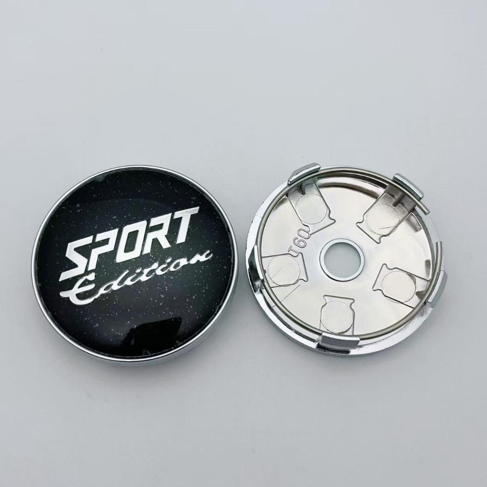 4pcs 60MM Sport Logo Emblem Car Wheel Center Caps Car Accessories for Wheel Hub Centre Cover Auto Rim Hubcaps Black/Silver Cap