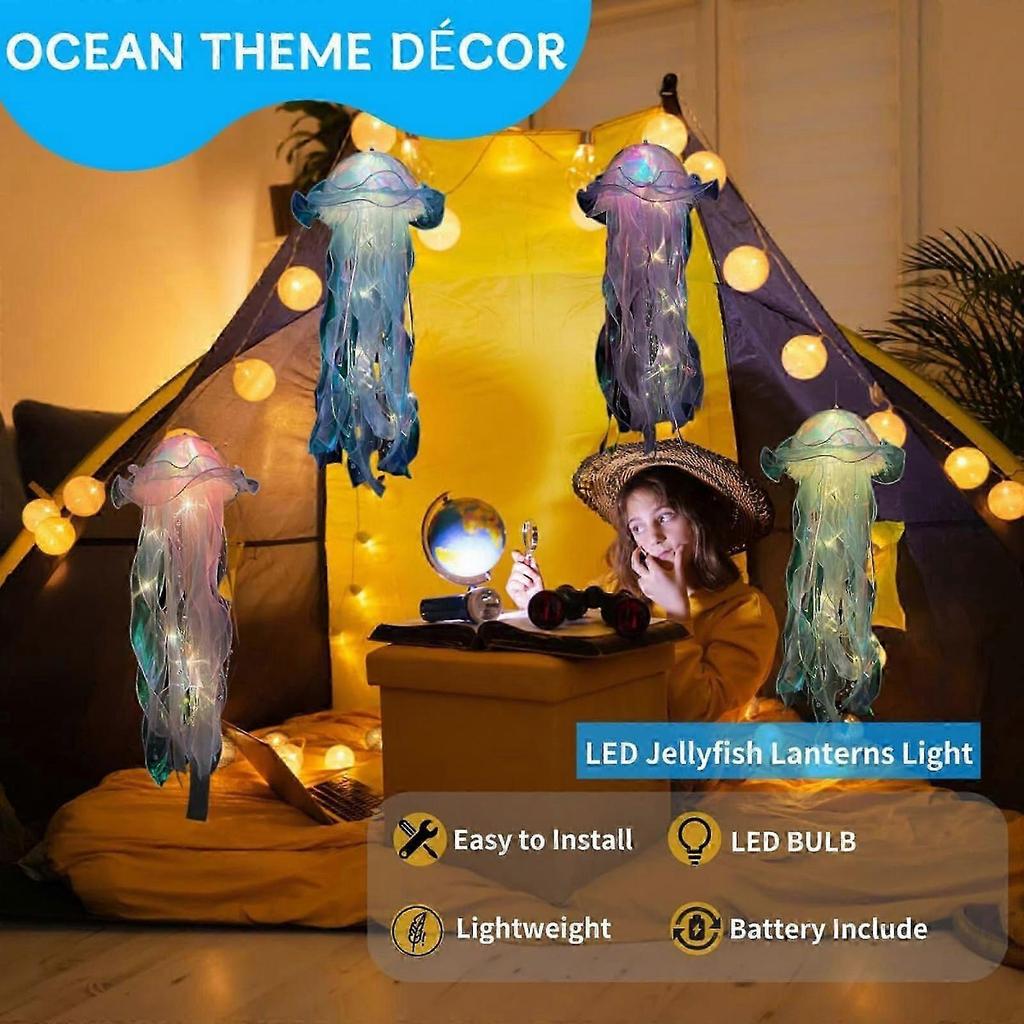 Jellyfish Lamp Decor - Hanging Jellyfish Lantern Decoration, Under The Sea Party Decoration, Mermaid Party Decoration