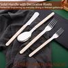 20 PCS Stainless Steel Flatware Set Service for 4, Retro Style  Tableware Forks Spoons Knives Eating Utensils, Acrylic Handle with Rivets Design