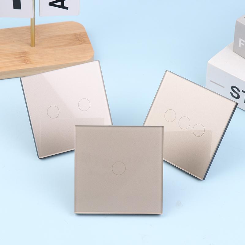 1/2/3fach Touchschalter 1-Weg Typ-C USB Wandsteckdosen Lichtschalter mit Steckdosen Glasplatte Gold