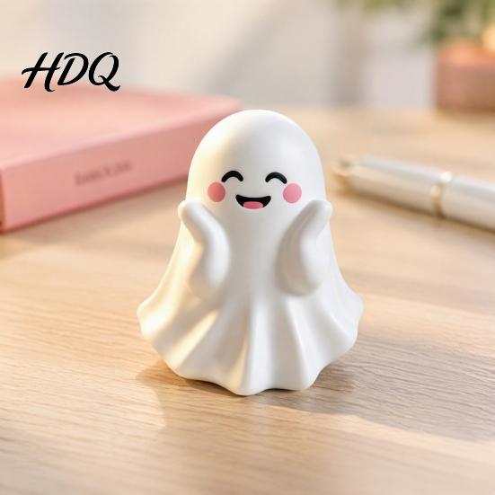 Small Vinyl Ghost Statue Halloween Cute Figurine Mini Cartoon Statue Little Spooky Yet Adorable Decor Desktop Ornament for Tiered Tray Home