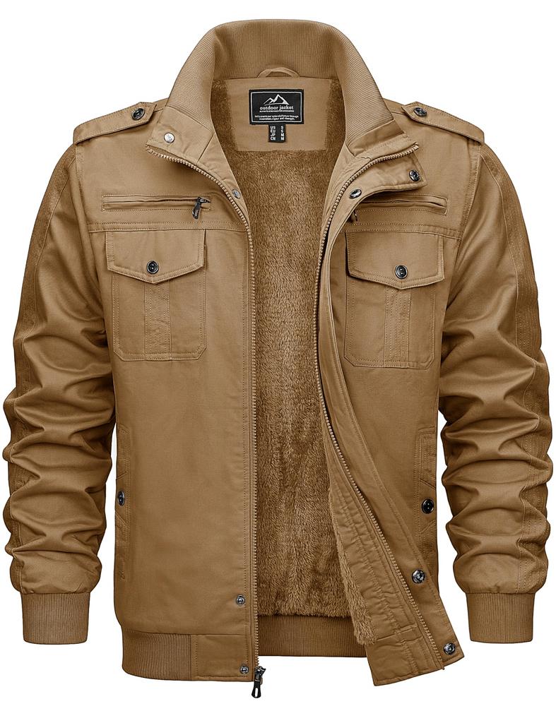 KEFITEVD Casual Outerwear Half Mod Ski Snow Plus Size L Men's Jacket, Stand-Up Collar, Coat, Style, Wear, Protection, Workwear, Sizes, Boa, Khaki,