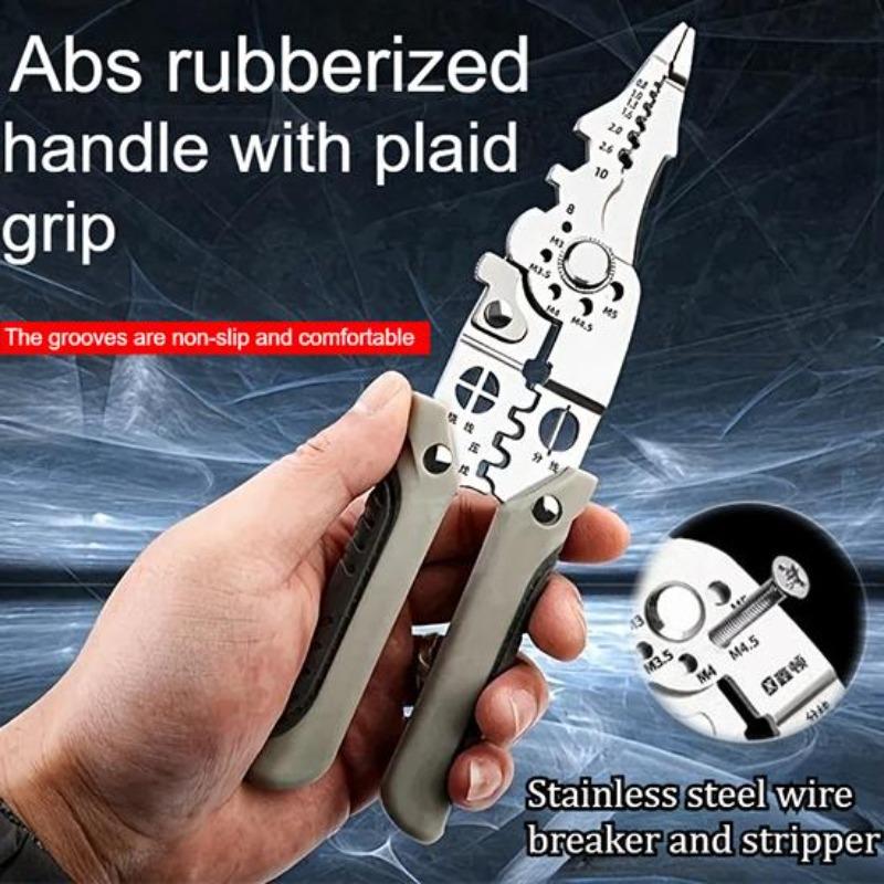 Industrial Grade Stainless Steel Multi-Tool: Professional Electrician's Wire Cutter & Stripper, Pliers for Wiring, Cutting