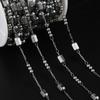 Stainless Steel Square Handmade Chain + Bead Collarbone Chain Handmade DIY Bracelet Necklace Earrings Accessories