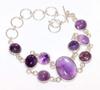 Bezel Natural Amethyst 925 Silver Plated Bracelet 8" Jewellery Fashion Sale E6Z92