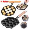 Máquina para Takoyaki de 14 Agujeros Sartén Resistente de Hierro Fundido para Bolas de Pulpo Panqueque Cocina Snack Casero Acampada Barbacoa