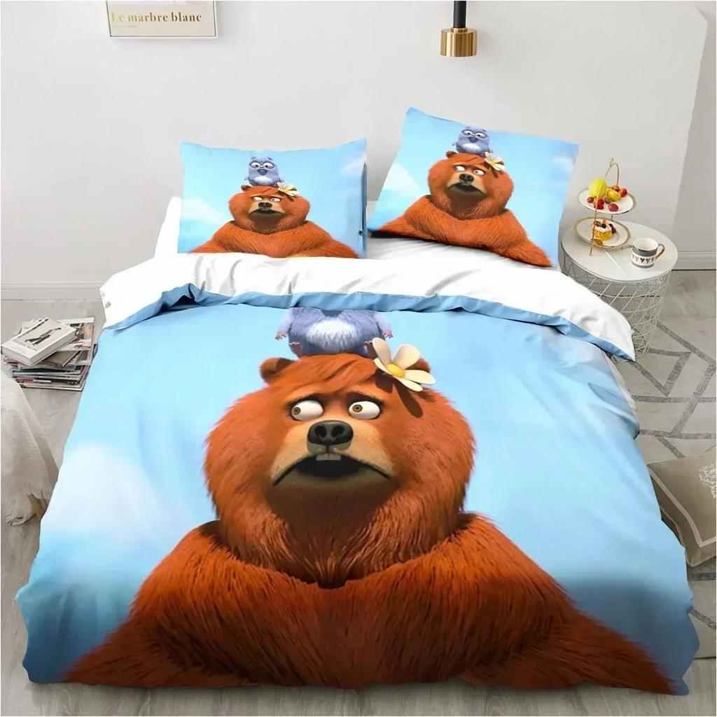 Grizzy and The Lemmings Bedding Set Duvet Cover Sheet Printed Bed Set Pillowcase Bed Full Queen King Size For Comforter Bedroom