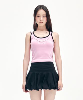 YOUHEE Pearl Strap Graphic Sleeveless Pink