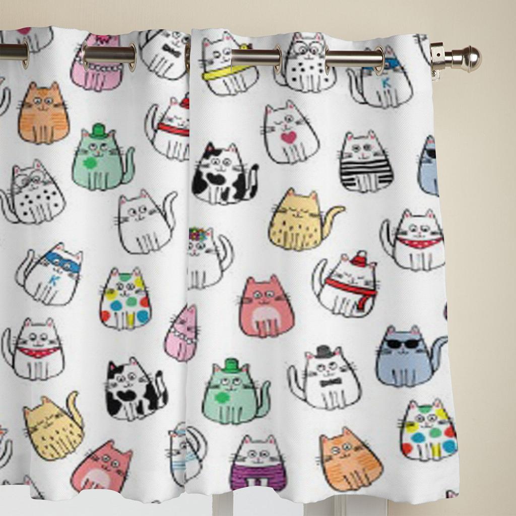 Cartoon Cute Cat Luxury Window Curtain for Living Room Bedroom Home Decor Kitchen for Window Drapes