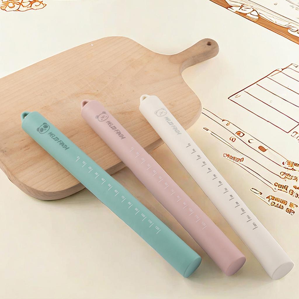 Non-Stick Pastry Cookie Dough Roller Silicone Rolling Pin with Stainless Steel Core Multi-functional Kitchen Cooking Baking Tool