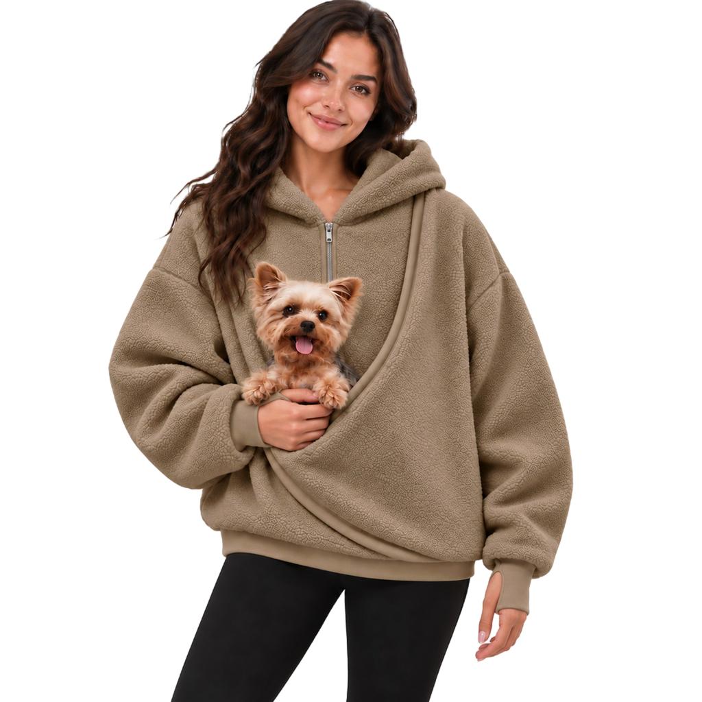 Felpa Unisex con Tasca per Cane, Felpa con Cappuccio Sportiva a Manica Lunga