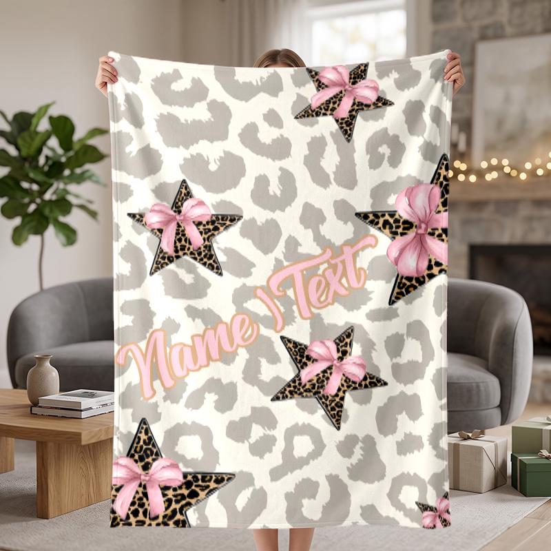 Trendy Leopard Print Custom Flannel Blankets Soft Warm Cozy Throws for Home Decor Holiday Gifts