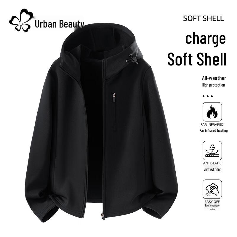 

Женская куртка софтшелл с капюшоном на весну/осень 2025 XL