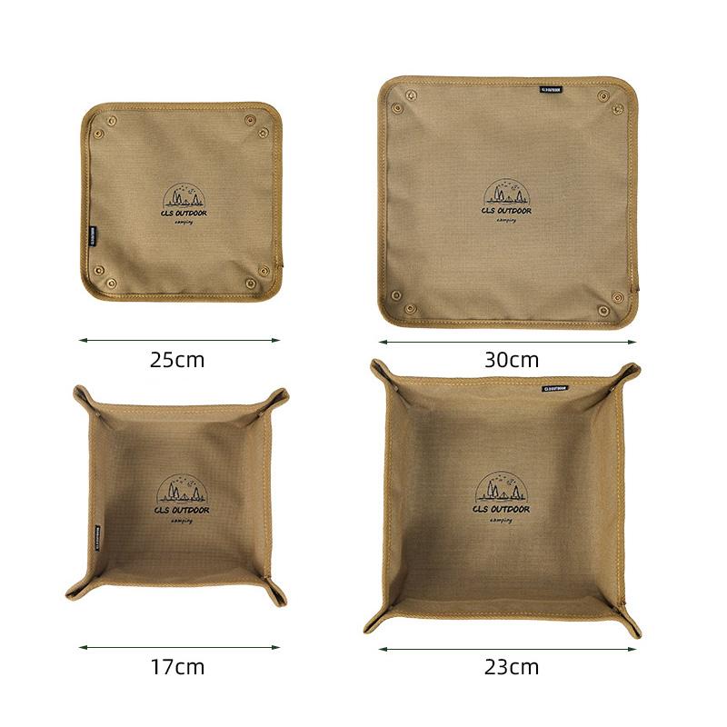 Camping Storage Tray Portable Foldable Oxford Storage Box Outdoor Hiking Travel Desktop Storage Tray for Key Sundries Jewelry