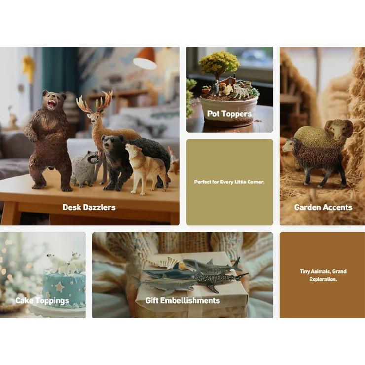 12Pcs Simulation Wildlife Animals Model Toy Mini Figures Dolls Action Figurines Toys for Children Set Gift Cake Decoration