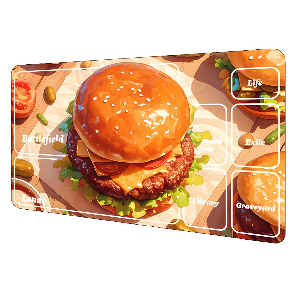 Cartoon Hamburger Magic Party Game Mat Durable Rubber for MTG&TCG Games 35X60cm Mouse Pad Offices Desk Mats Friendly Design