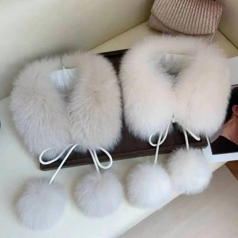 Pom Pom Tie Fur Collar Scarf Soft Plush Fluffy Neck Warmer New Pom Pom Scarf Women