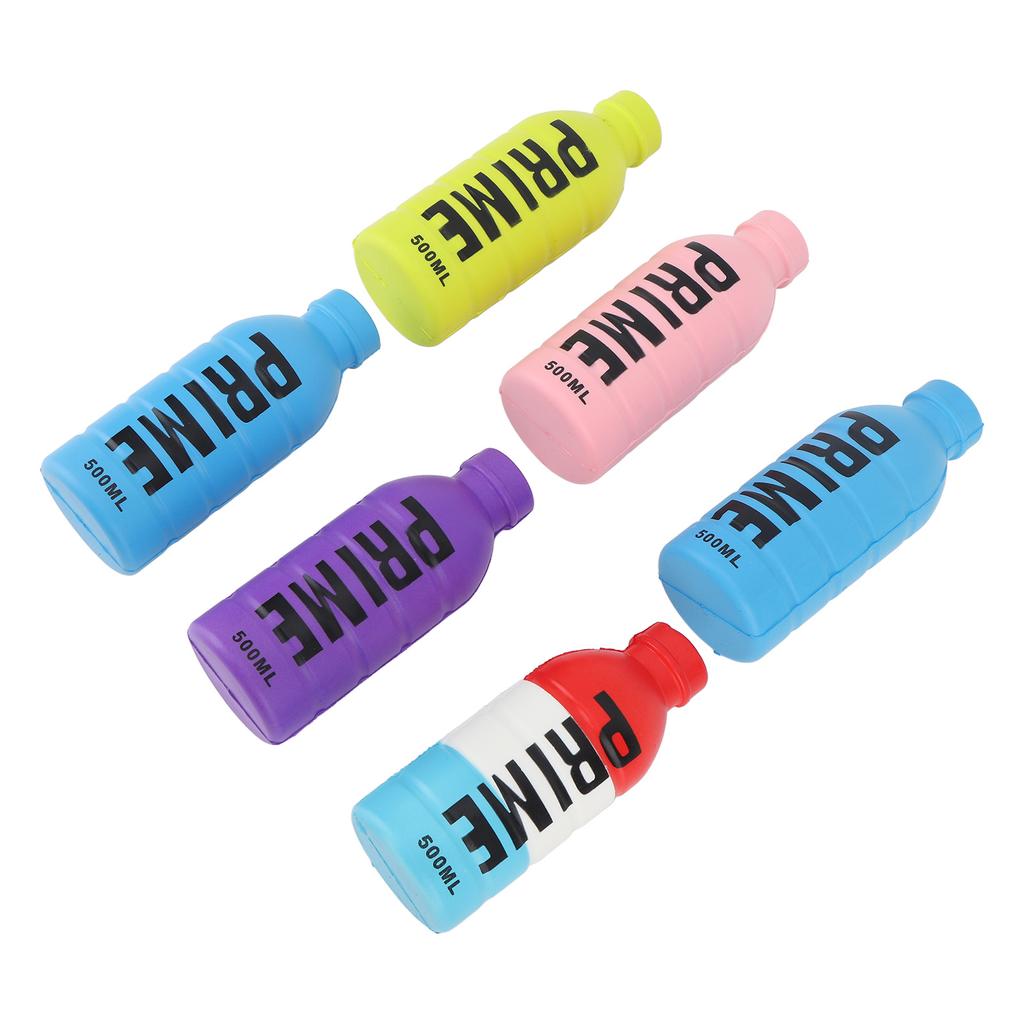 6pcs Water Bottle Squeezing Toy PU Foam Fidget Toy Colorful Squishy Stress Relief Beverage Bottle