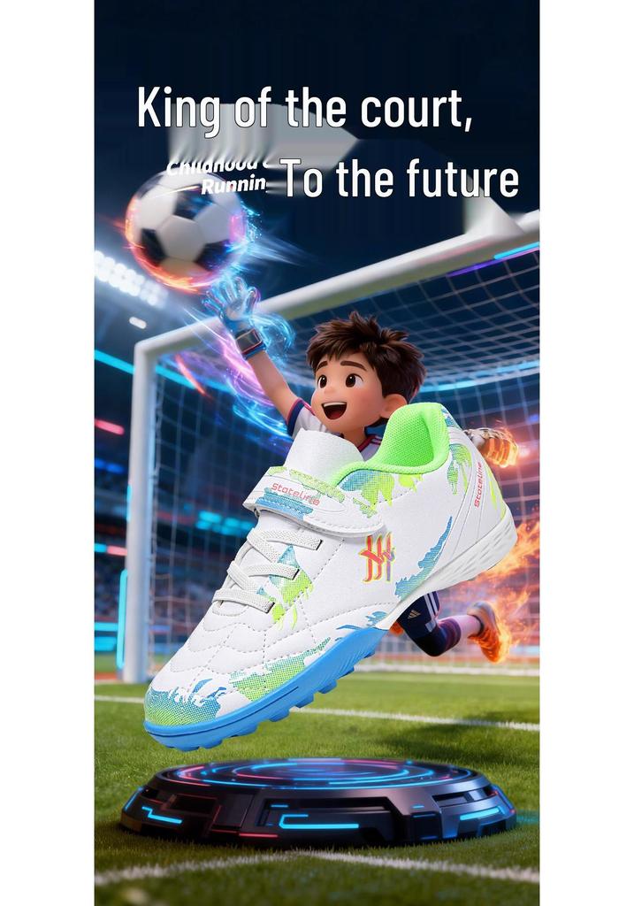 Children's Velcro Studded Football Shoes for Teens - Boys & Girls Grass Training Sports Sneakers