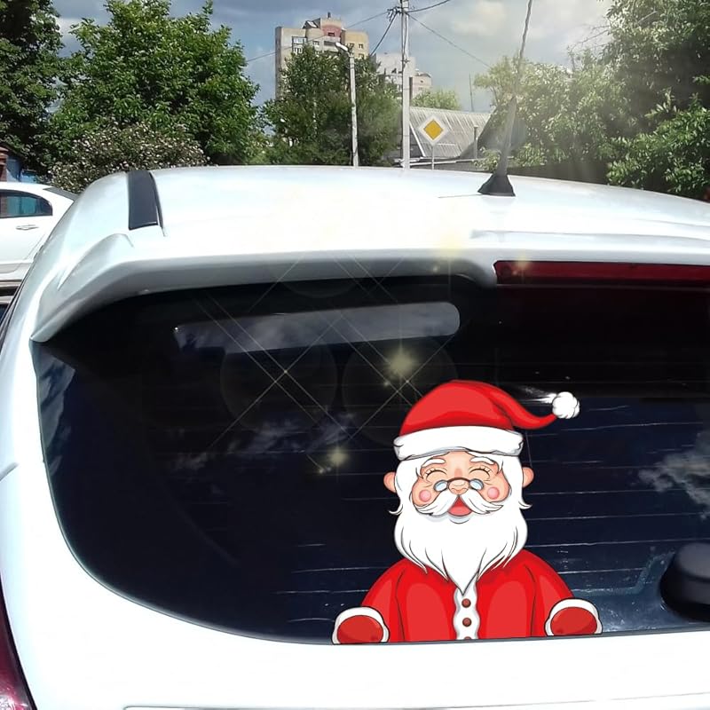 Christmas Decor Elf Peeking Sticker, Car Window Decals Vinyl Waterproof Stickers for Cars Truck SUV Laptop Bumper Car Stickers and Decals (Elf)