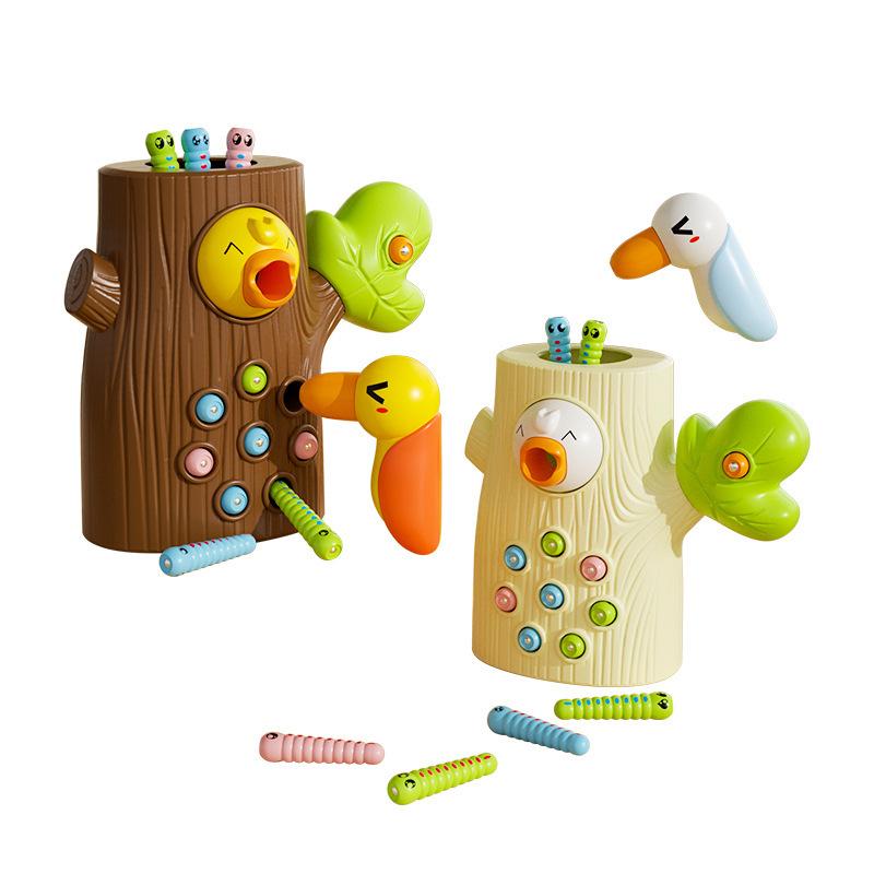 Toys For Ages 2-4; Montessori Toys, Fine Motor Skills Toddler Toys Age 2-4, Woodpecker Worm Toy Magnetic Bird Feeding Game