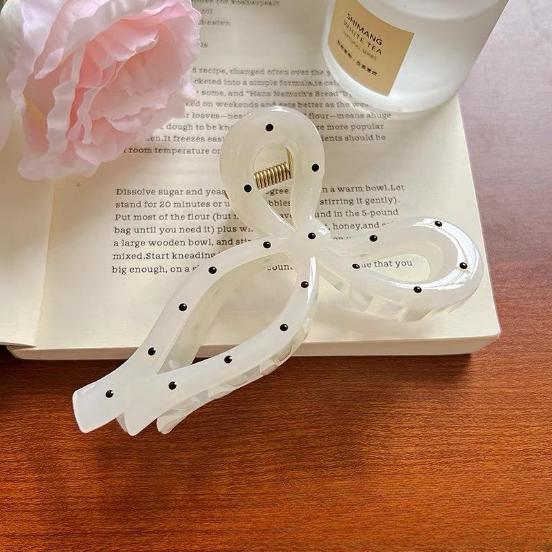 

Polka Dot Hair Clip Black and White Oil-dripping Hair Clip Shark Clip Hair Clip At The Back of The Head Hair Accessory White bow clip