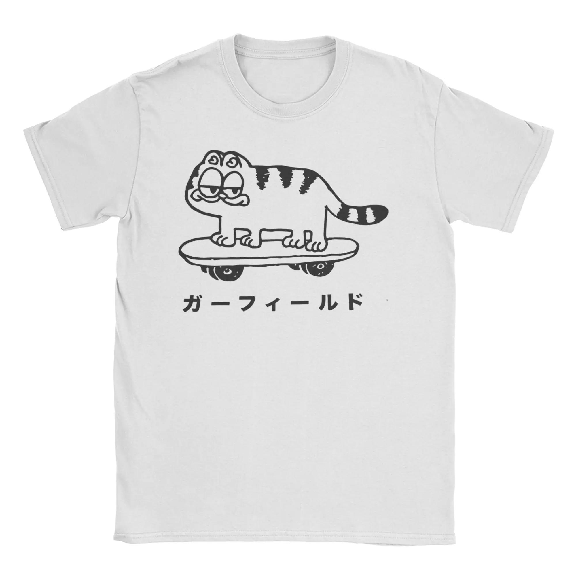 

Womens Cat Skateboard Unisexga Garfields Cartoon T Shirt Pure Clothing Funny Round Neck Tees Summer TShirt Graphic T Shirts Y2K S