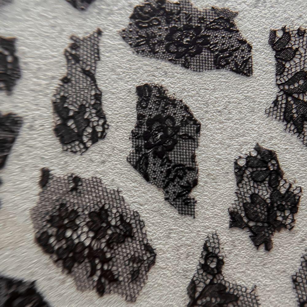 Hollow Black Lace 5D Embossed Nail Stickers Leopard Print Y2K DIY Nail Art For Women