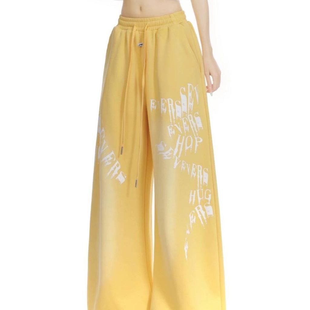 Women's Retro Gradient Letter Print Wide-Leg Jazz Sweatpants