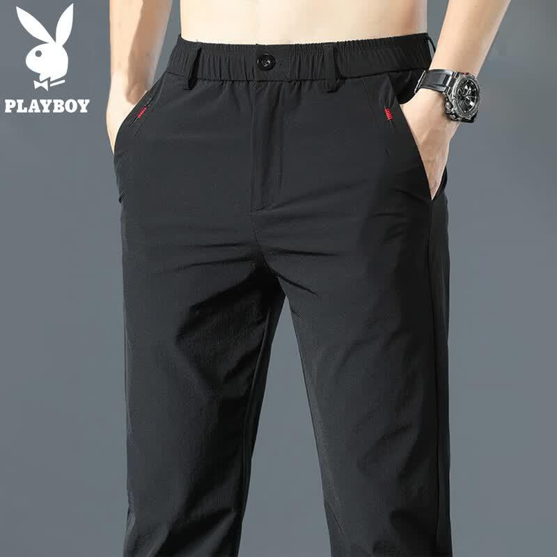 PLAYBOY Men s Summer Lightweight Straight-Leg Casual Pants 32