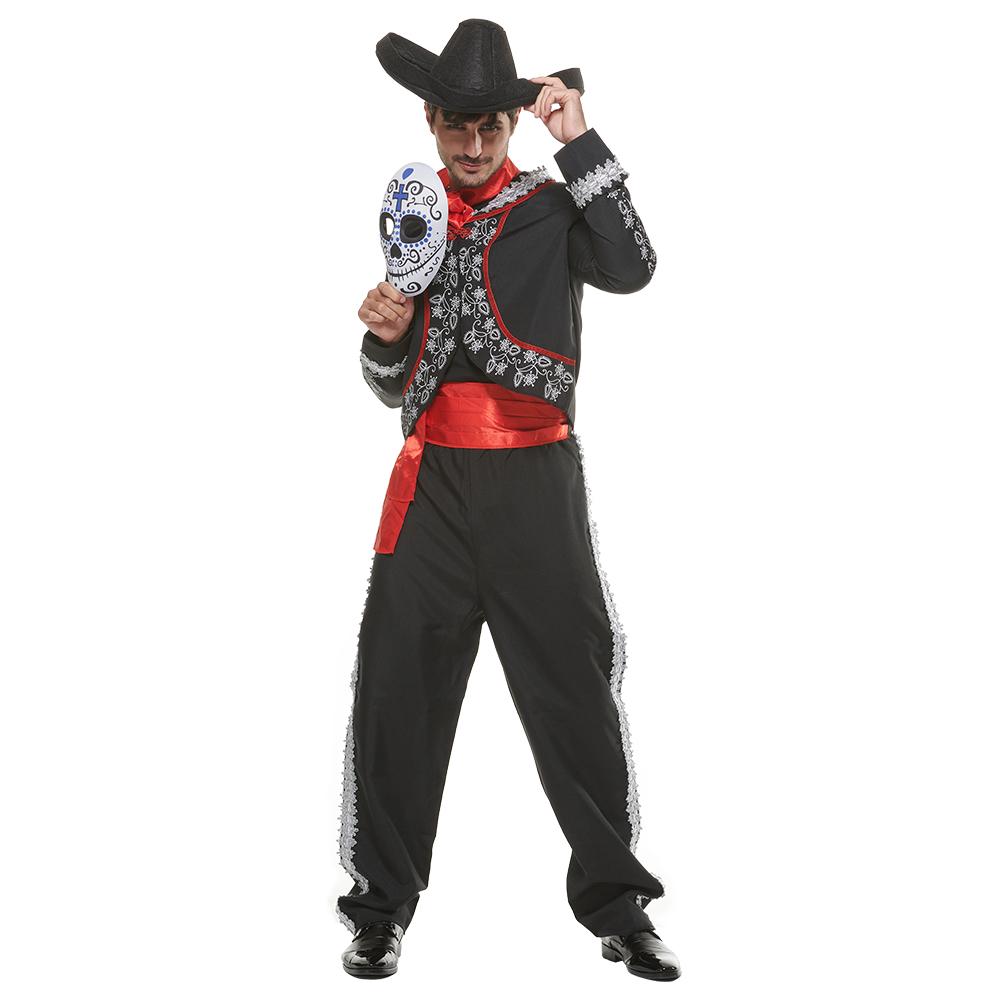 Pánský kostým Mariachi pro dospělé Tradiční den mrtvých kostým Halloween cosplay oblečení