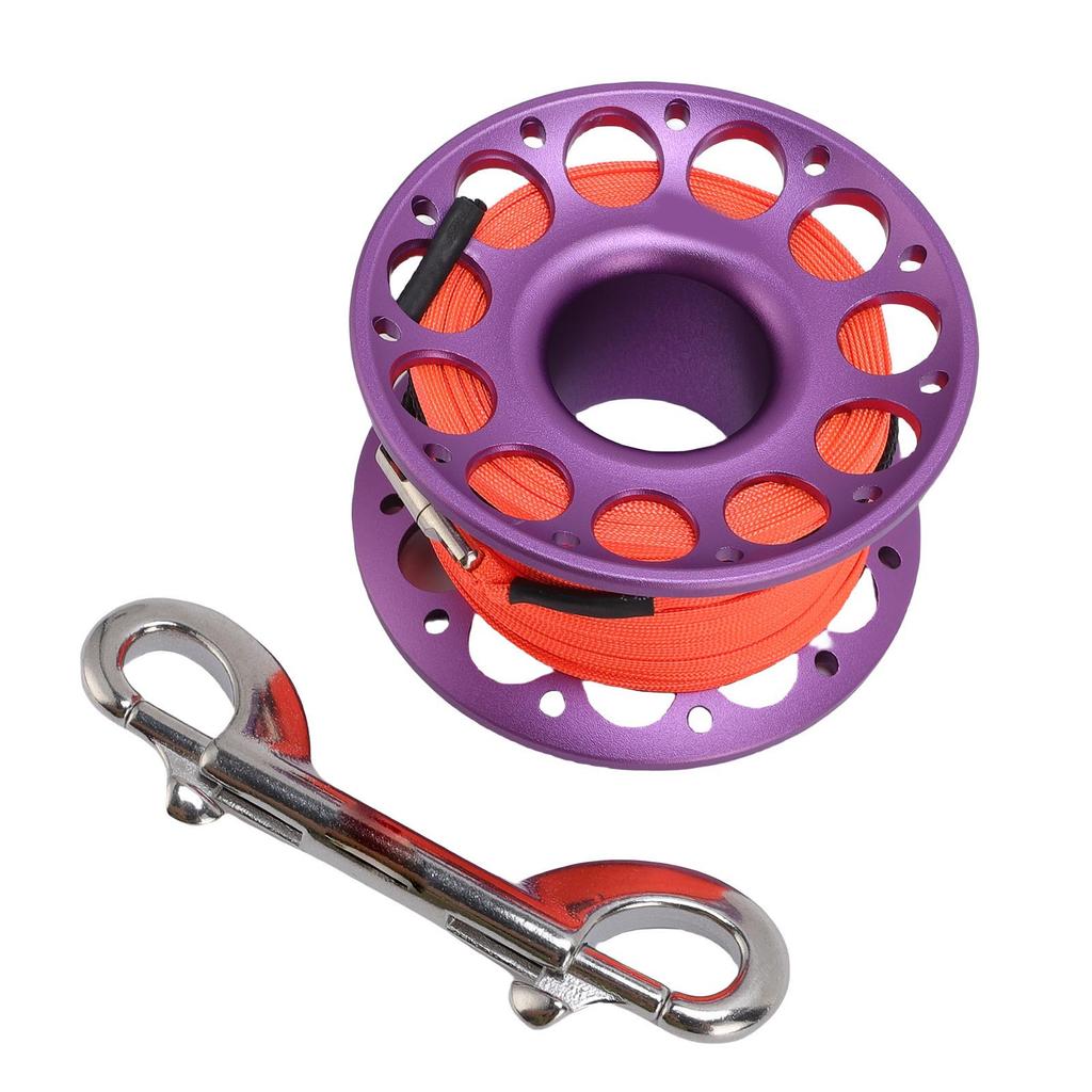 30m 98.43ft Scuba Diving Reel Aviation Aluminum With Double Ended Hooks Multi Purpose Finger Spool Reel Black