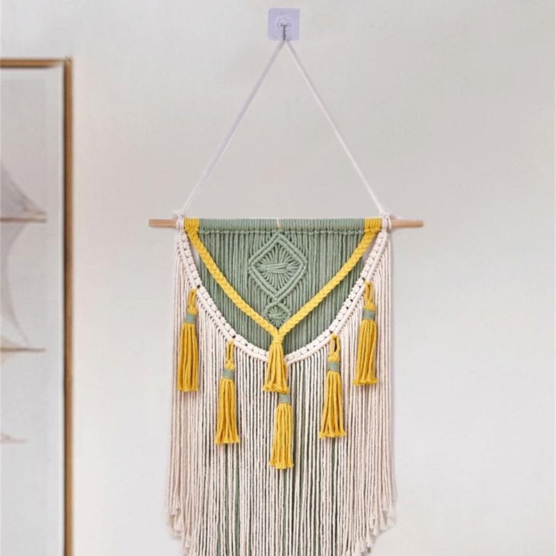 Colorful Handwoven Cotton Rope Tassels Wall Hanging Tapestry for Home Decoration Living Room or Bedroom Wall Pendant