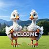Cute Ducks Garden Stake, 2D Acrylic Rooster Decoration, Farmhouse Yard Art Stake, Outdoor Duck Welcome Sign for Lawn Flower Bed