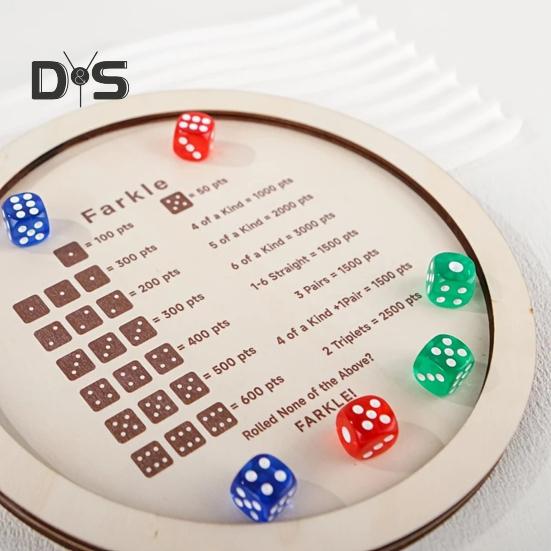 Ahşap Farkle Zar Tepsisi 6 Zarla Yetişkinler Aile Gecesi Partisi Eğitici Çok Oyunculu İnteraktif Klasik Zar Oyunu