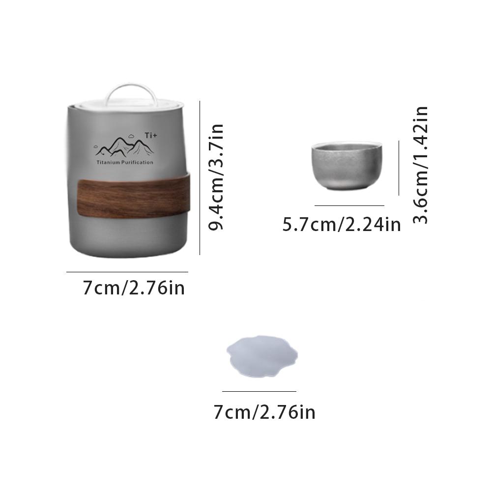 Tasse aus Titanlegierung Tragbares Reise-Teeset Outdoor-Camping Teezubereitungstasse 1 Stück Titantasse und 3 Stück Teetassen Outdoor-Geschirr