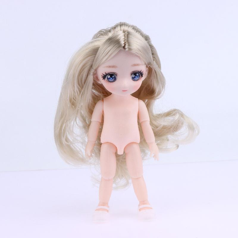 1 Sada Krásná Manga Obličej 16Cm 1/8 Panenky Holé Tělo 3D Skutečné Oči Oblékací Panenka Mini Panenka na Hraní Hračka Děti Dívky Dárek