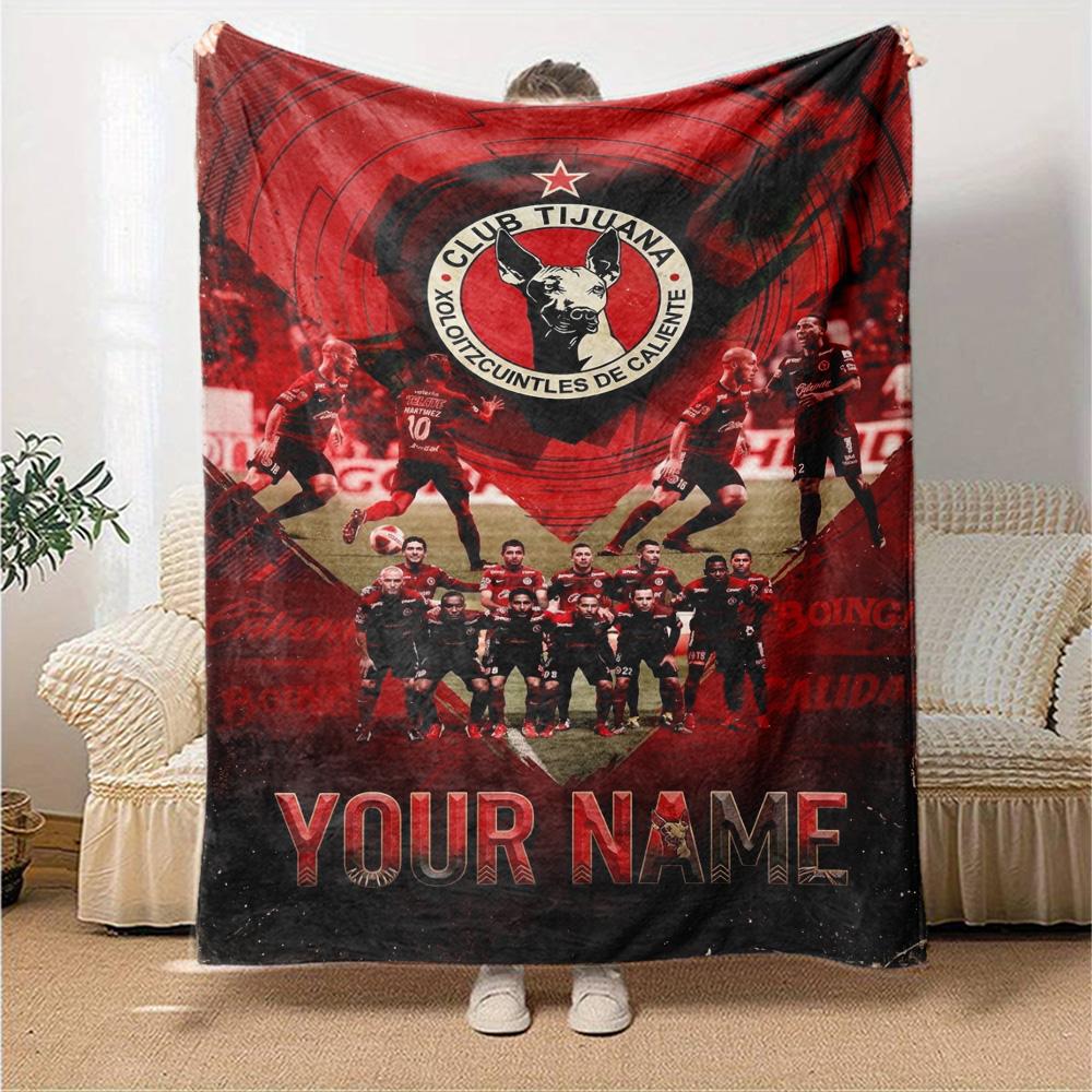 Name Custom Club Tijuana Logo Print Flannel Blanket High Quality Warm Comfortable Cover for All Seasons Perfect for Gifts Home Decor