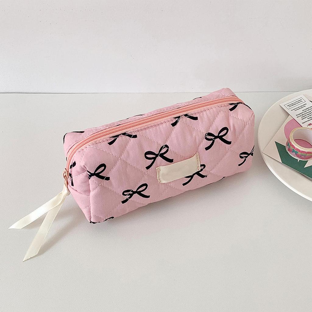 New Retro Bow Pattern Pencil Case, Coin Purse, Artistic Minimalist Cosmetic Bag, High School Student Storage Bag