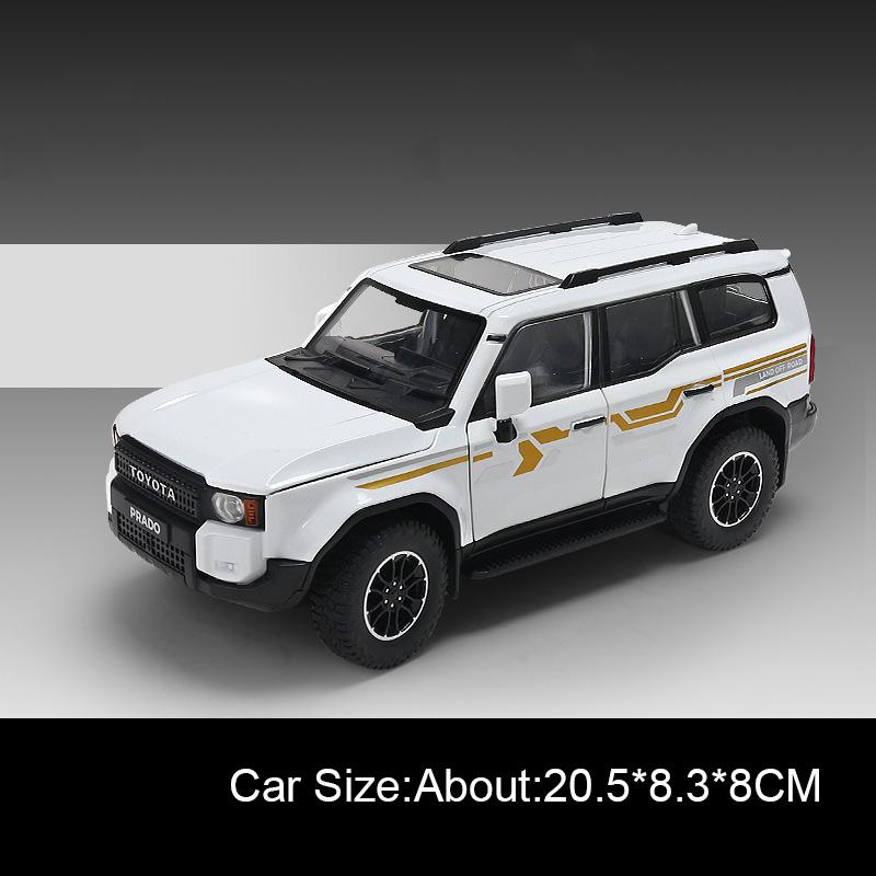 1:24 Prado FJ Cruiser Alloy Diecast Off Road Vehicle Model Toys Car Sound Light Pull Back Front Wheel Steering Festival Surprise