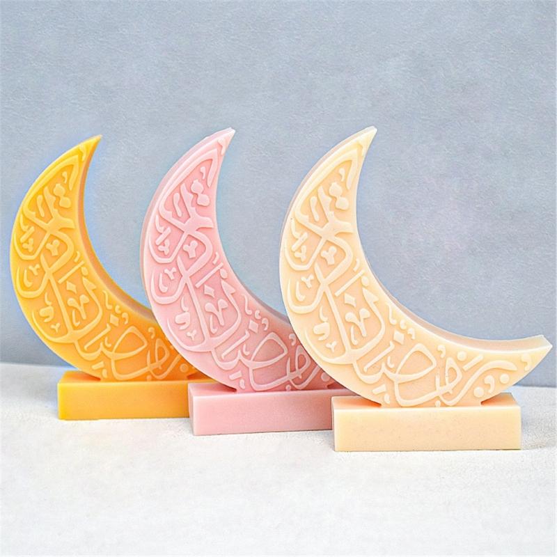 Moon Silicone Mould Moon Shaped Candle Molds DIY Soap Castings Molds Handmade Resin Molds for Eid Ramadans Decorations