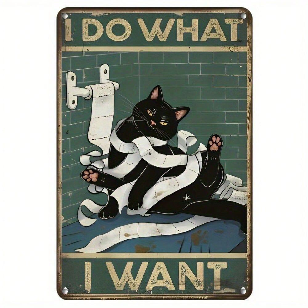 Vintage Schwarze Katze Blechschild Wandkunst Dekoration 20x30 cm Retro Metallschild für Haus Bar Café Garage