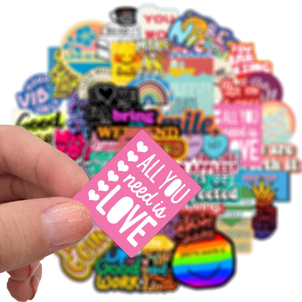 50 Inspirational Ins English Phrases Graffiti Stickers Suitcase Motorcycle Trolley Case Notebook Waterproof Personality