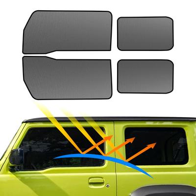 BLUESEATEC Magnetische Mesh-Sonnenblenden für Suzuki Jimny 2018 bis heute Einfach zu installieren und Insektenschutz Faltbare Sonnenblenden mit Aufbewahrung Vorne und Seite 4 Paneele