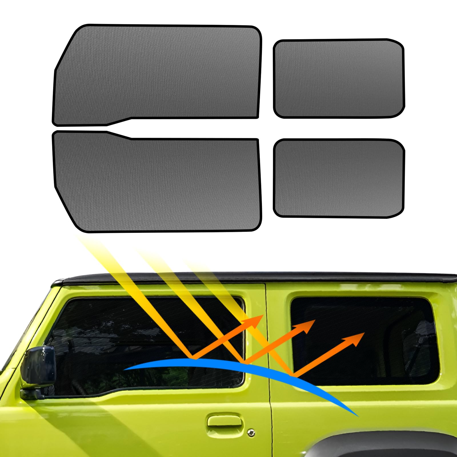 

BLUESEATEC Magnetic Mesh Sunshades for Suzuki Jimny 2018 Present Easy to Install and Insect Foldable Sunshades with Storage Front and Side 4 Panels белый